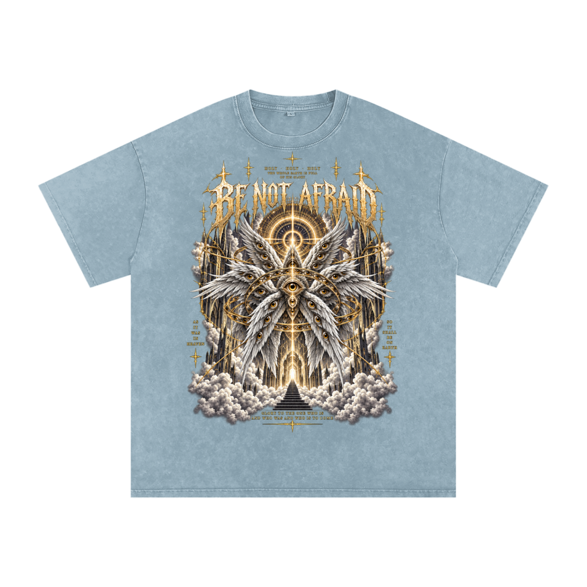 Be Not Afraid Snow Washed Oversized Cotton Angel T-Shirt