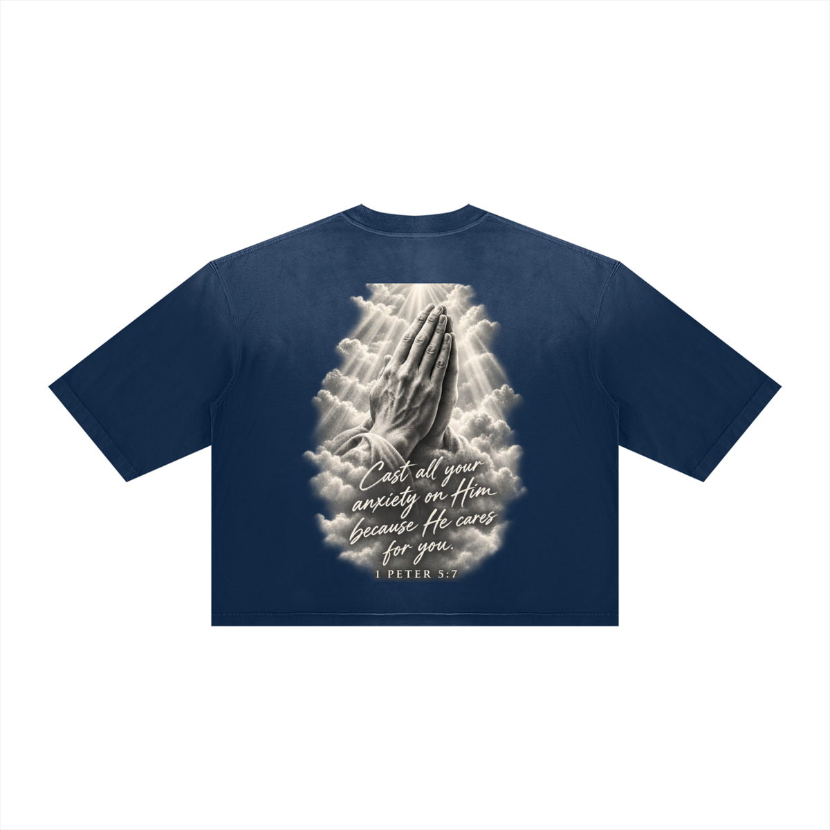 Pray More Worry Less Unisex Vintage Wash Sunfade Boxy T-Shirt