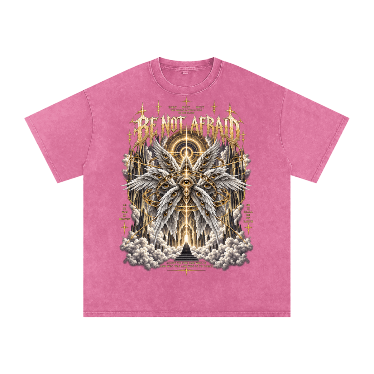 Be Not Afraid Snow Washed Oversized Cotton Angel T-Shirt