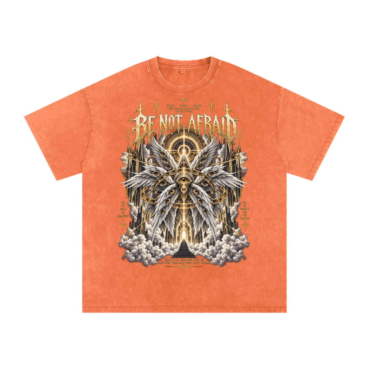 Be Not Afraid Snow Washed Oversized Cotton Angel T-Shirt
