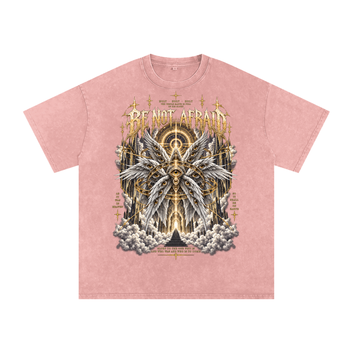 Be Not Afraid Snow Washed Oversized Cotton Angel T-Shirt