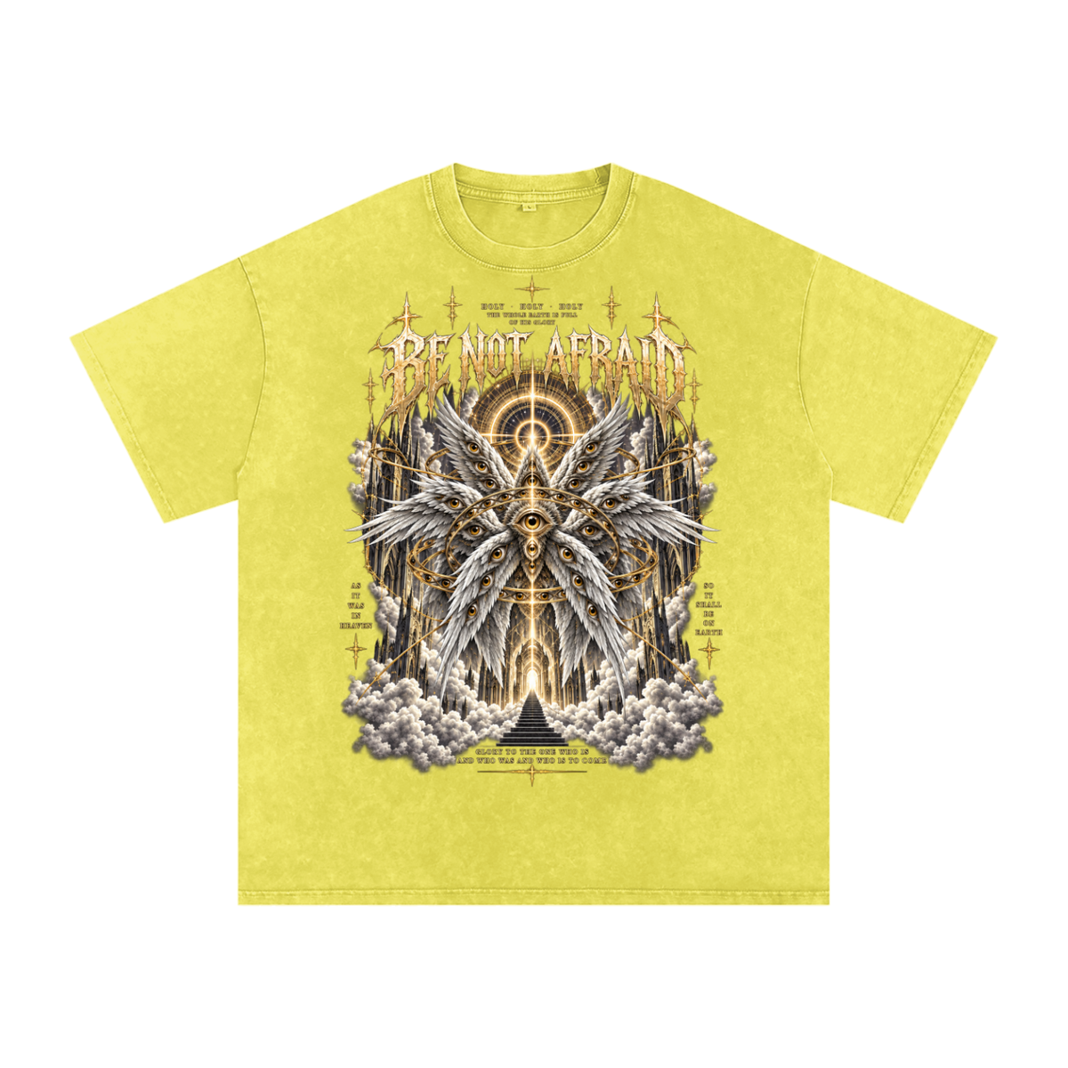 Be Not Afraid Snow Washed Oversized Cotton Angel T-Shirt