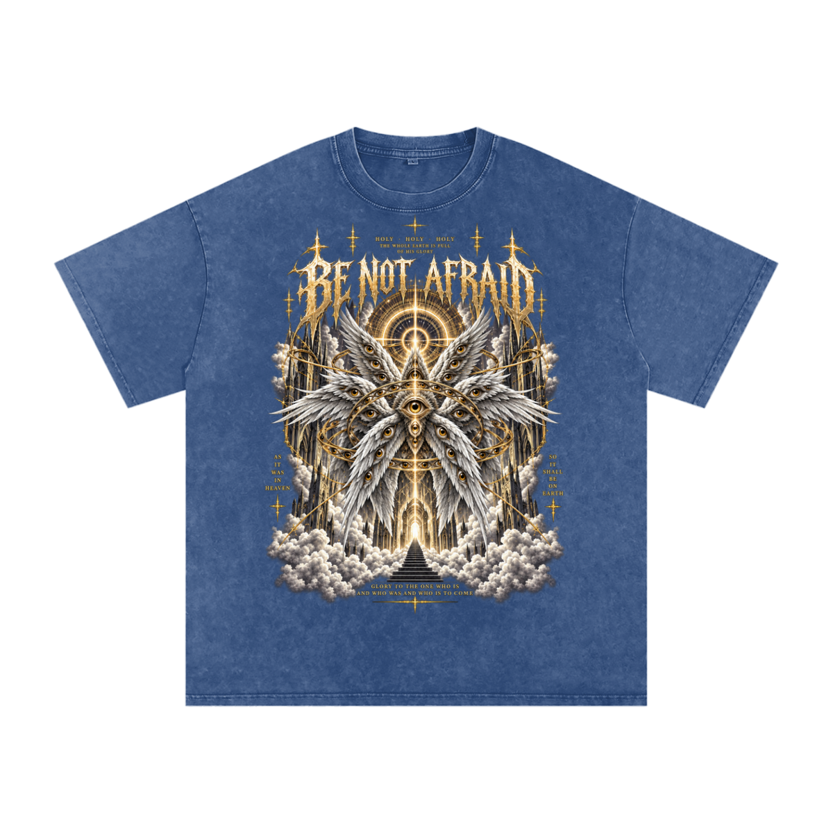 Be Not Afraid Snow Washed Oversized Cotton Angel T-Shirt