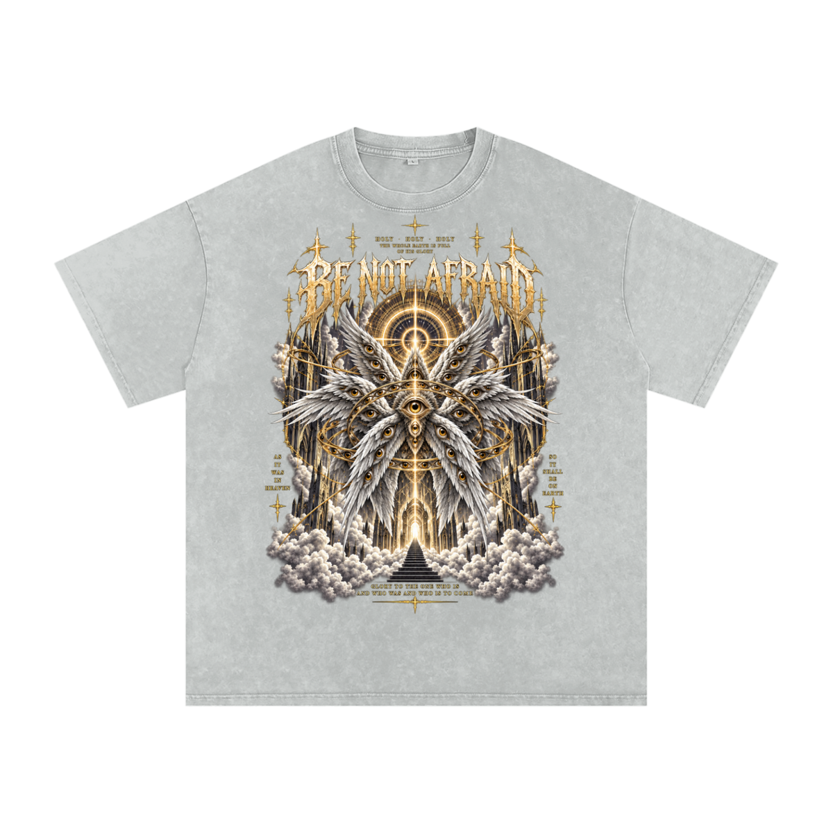 Be Not Afraid Snow Washed Oversized Cotton Angel T-Shirt