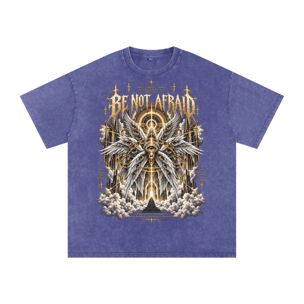 Be Not Afraid Snow Washed Oversized Cotton Angel T-Shirt