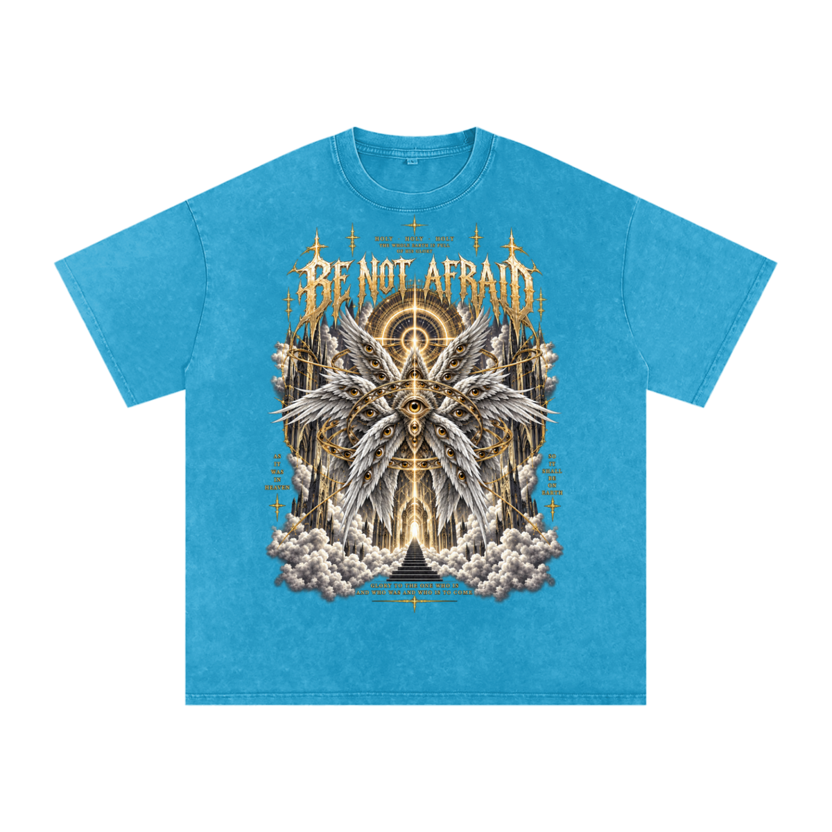 Be Not Afraid Snow Washed Oversized Cotton Angel T-Shirt