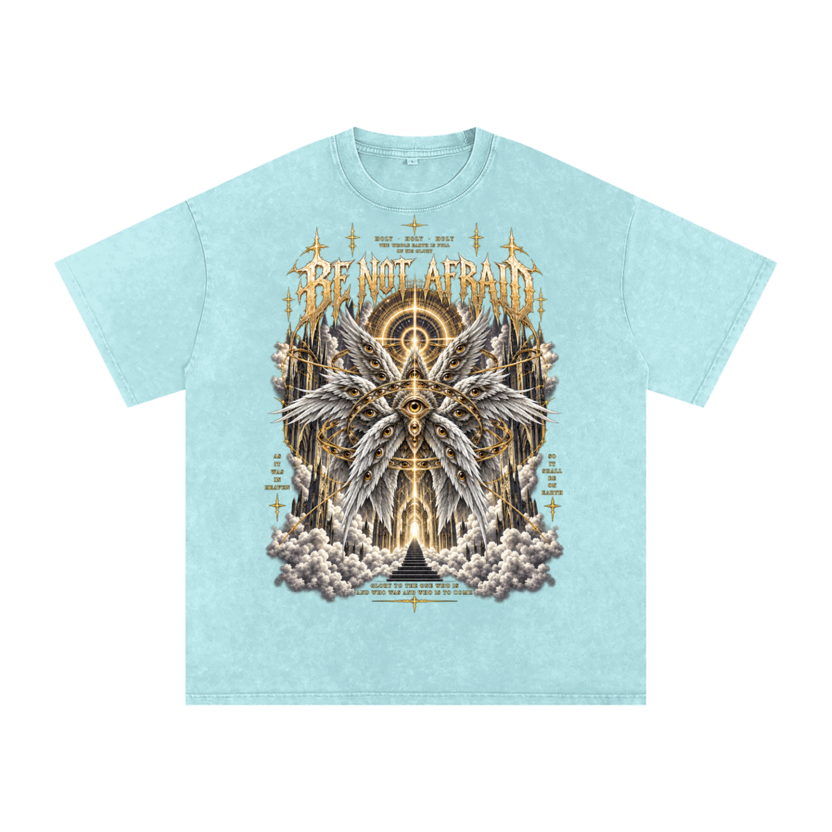 Be Not Afraid Snow Washed Oversized Cotton Angel T-Shirt