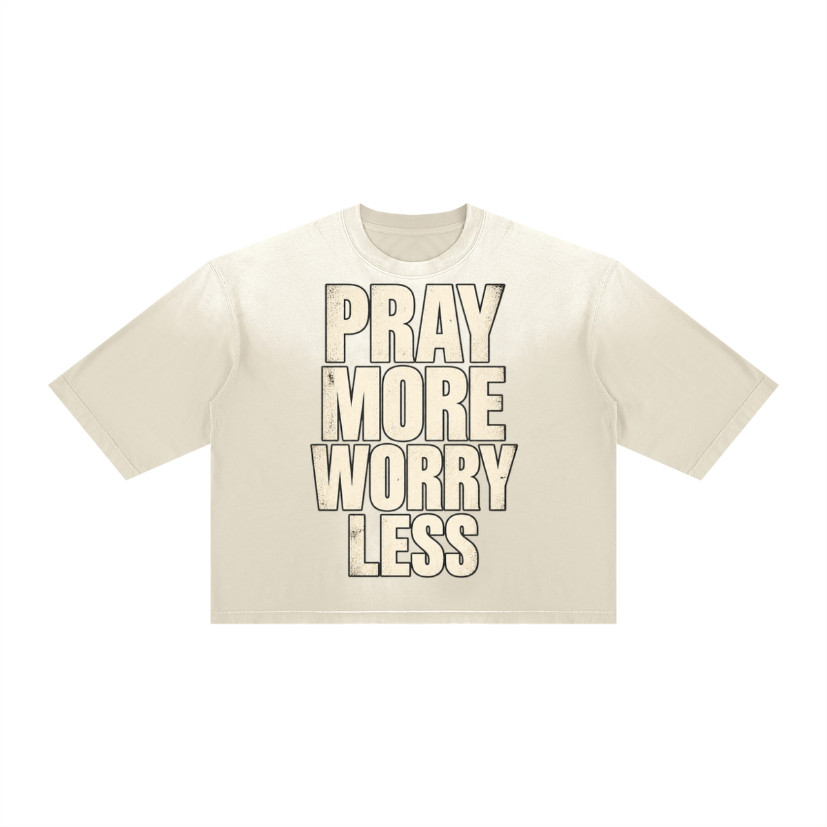 Pray More Worry Less Unisex Vintage Wash Sunfade Boxy T-Shirt