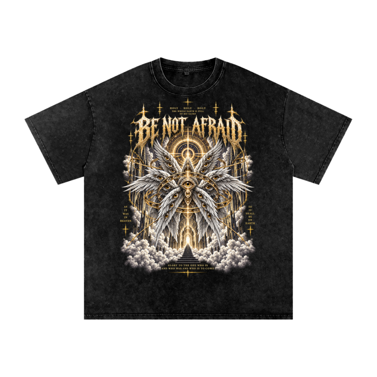 Be Not Afraid Snow Washed Oversized Cotton Angel T-Shirt