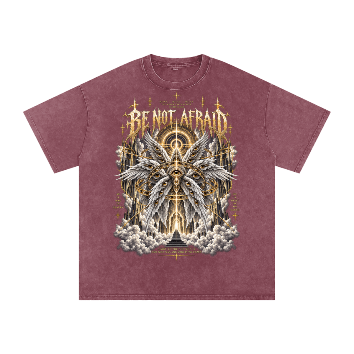 Be Not Afraid Snow Washed Oversized Cotton Angel T-Shirt
