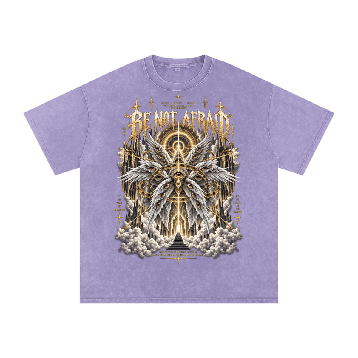 Be Not Afraid Snow Washed Oversized Cotton Angel T-Shirt
