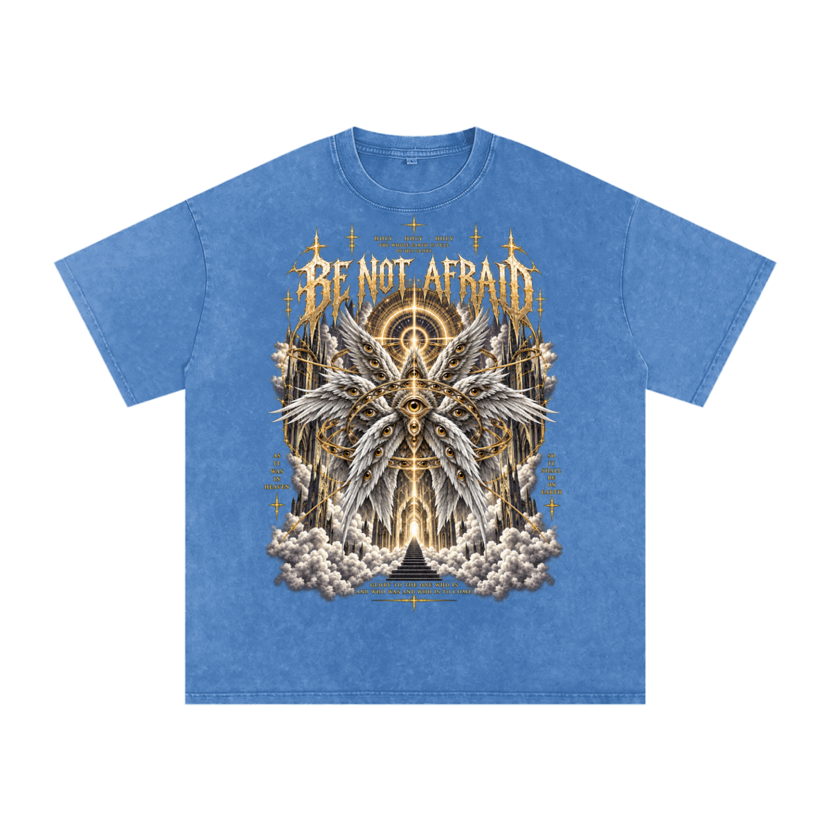 Be Not Afraid Snow Washed Oversized Cotton Angel T-Shirt