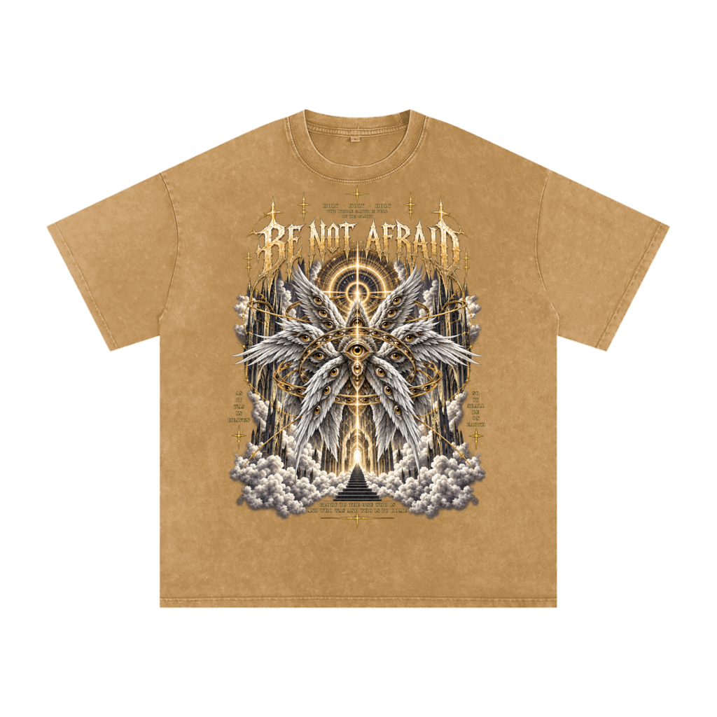 Be Not Afraid Snow Washed Oversized Cotton Angel T-Shirt