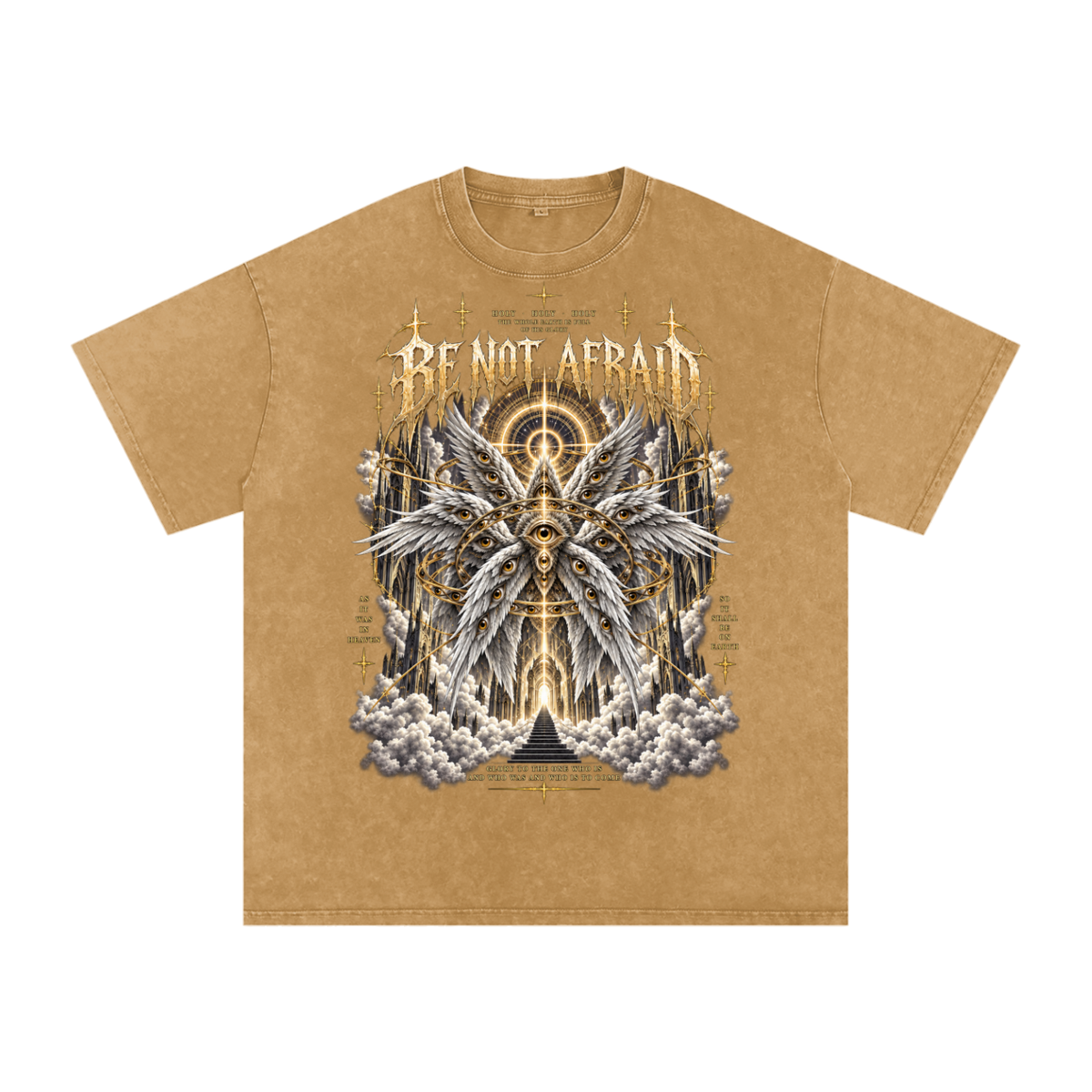 Be Not Afraid Snow Washed Oversized Cotton Angel T-Shirt