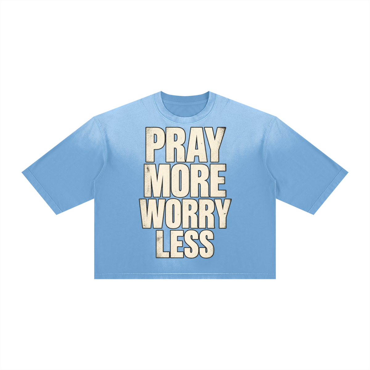 Pray More Worry Less Unisex Vintage Wash Sunfade Boxy T-Shirt