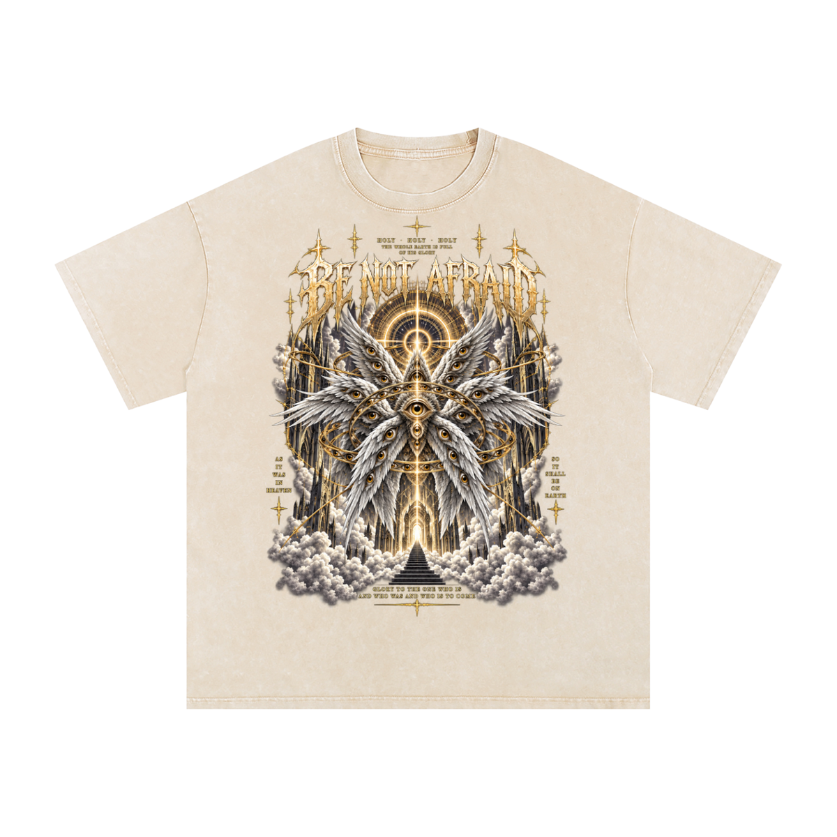 Be Not Afraid Snow Washed Oversized Cotton Angel T-Shirt