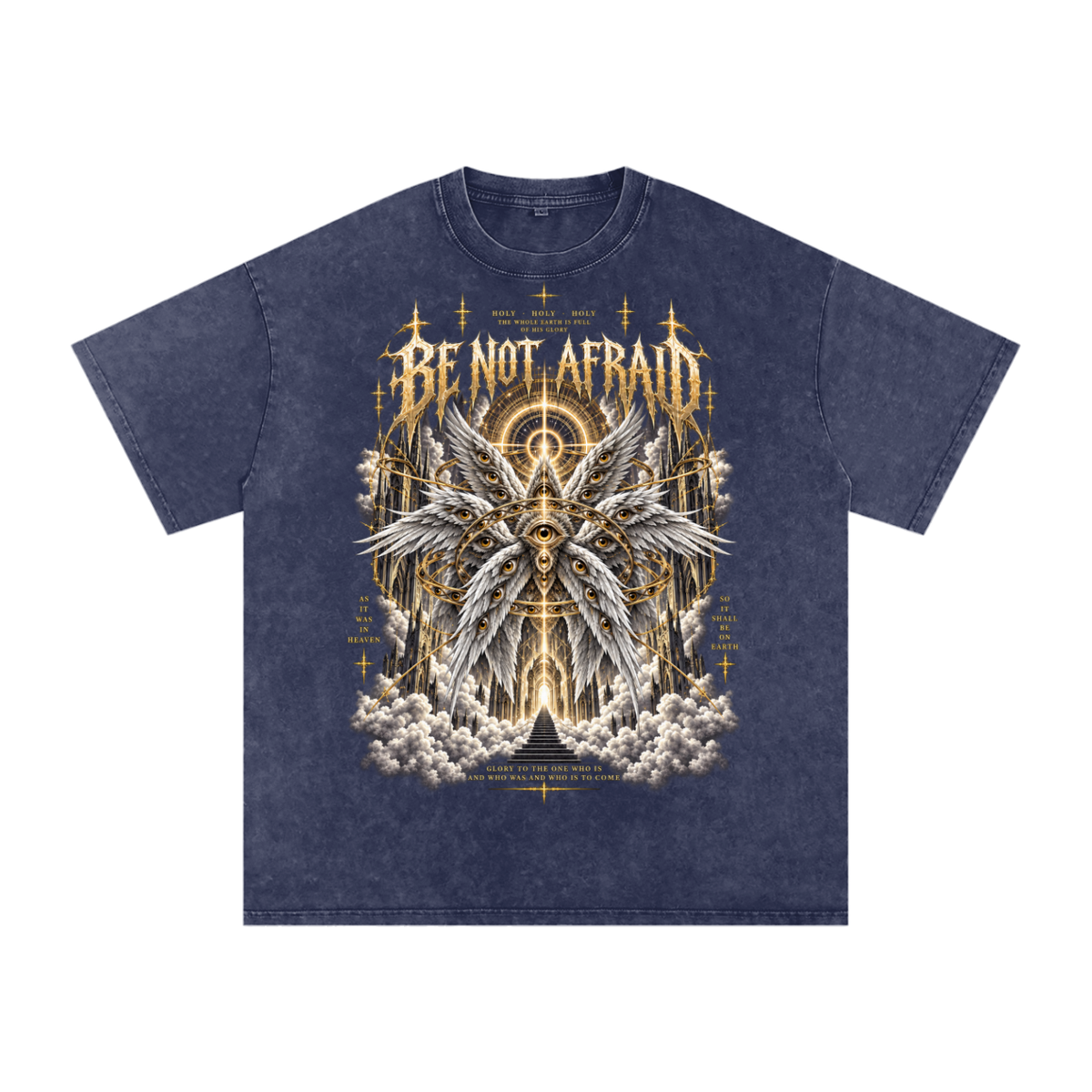 Be Not Afraid Snow Washed Oversized Cotton Angel T-Shirt