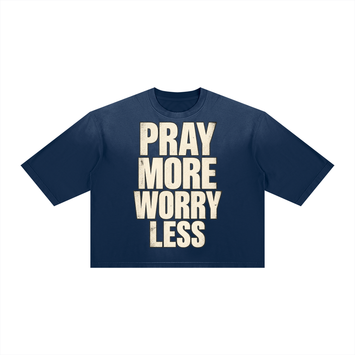 Pray More Worry Less Unisex Vintage Wash Sunfade Boxy T-Shirt