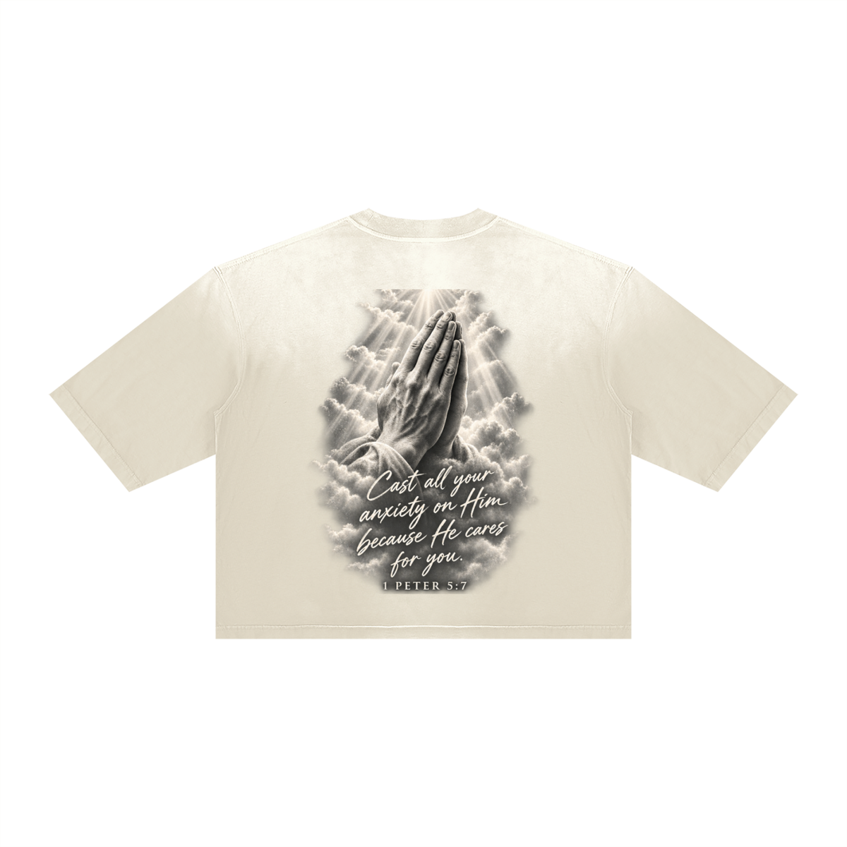 Pray More Worry Less Unisex Vintage Wash Sunfade Boxy T-Shirt