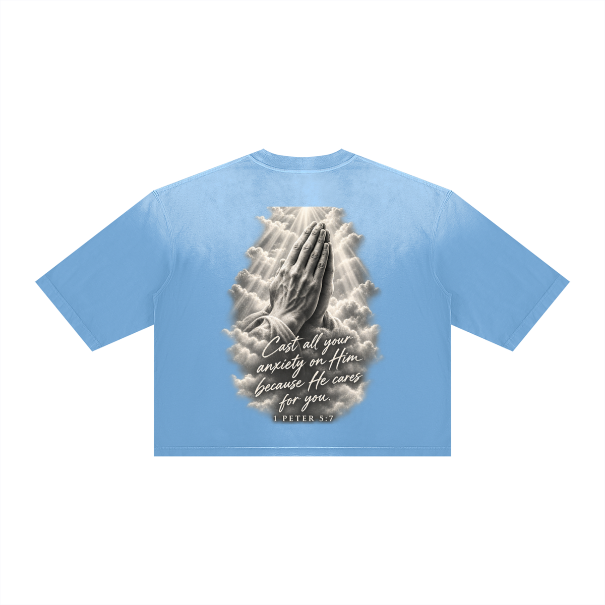 Pray More Worry Less Unisex Vintage Wash Sunfade Boxy T-Shirt