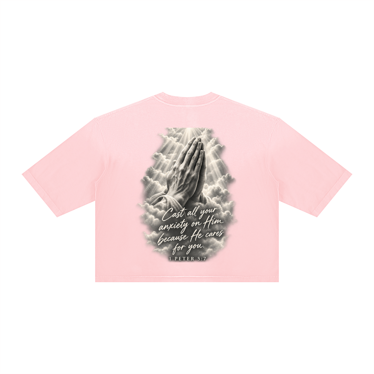 Pray More Worry Less Unisex Vintage Wash Sunfade Boxy T-Shirt