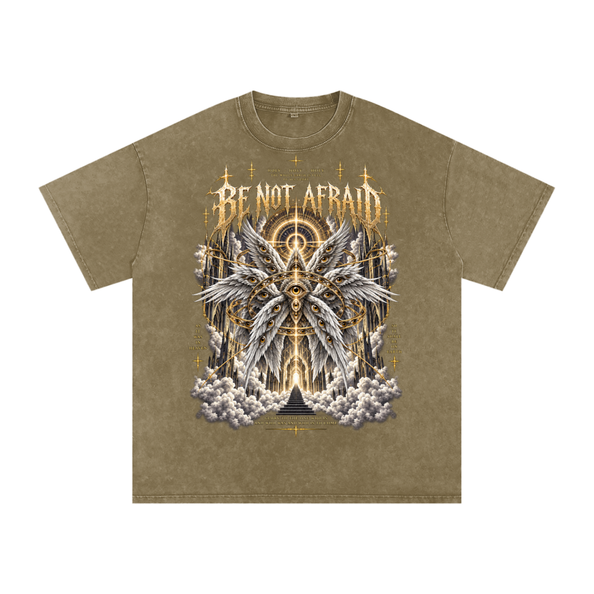 Be Not Afraid Snow Washed Oversized Cotton Angel T-Shirt