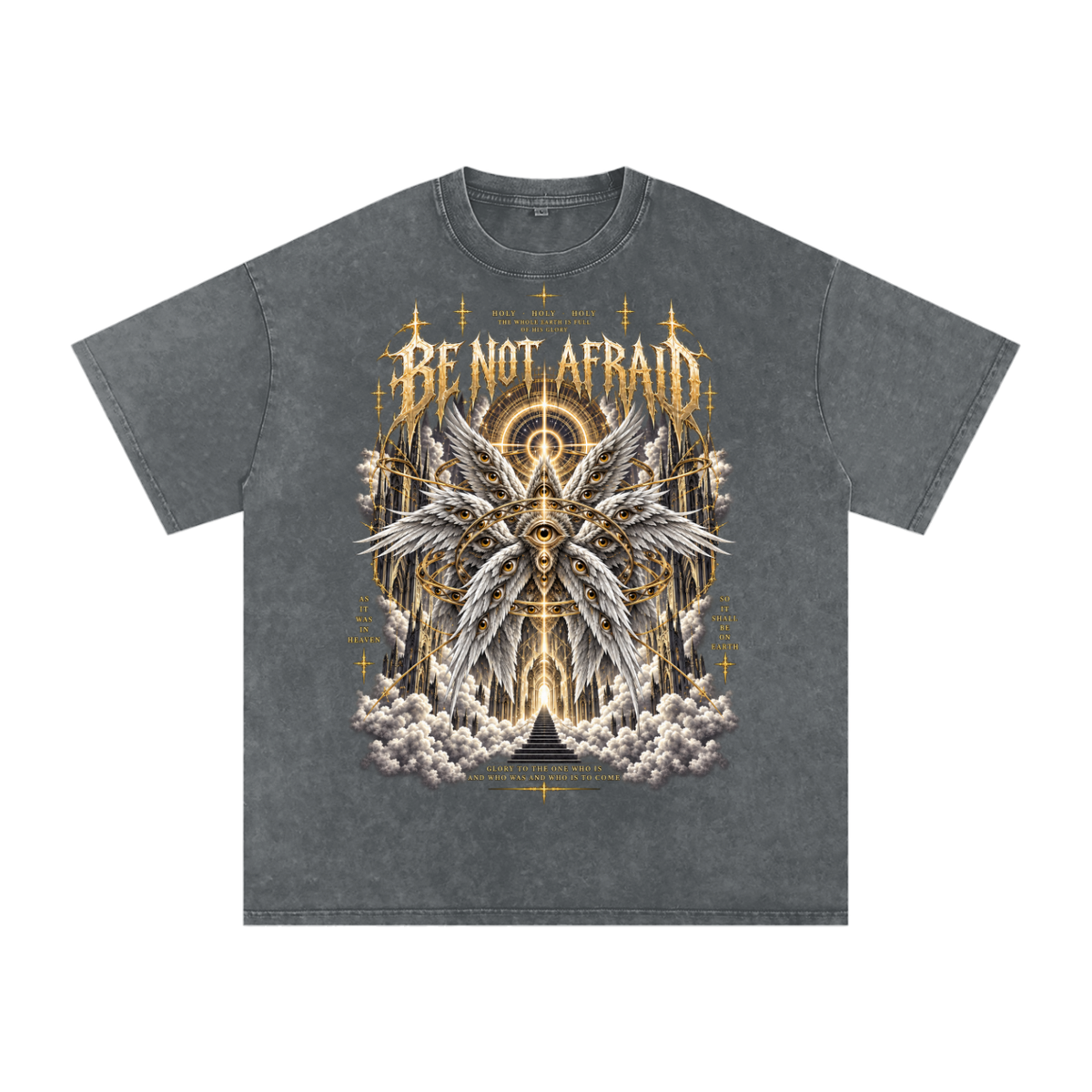 Be Not Afraid Snow Washed Oversized Cotton Angel T-Shirt