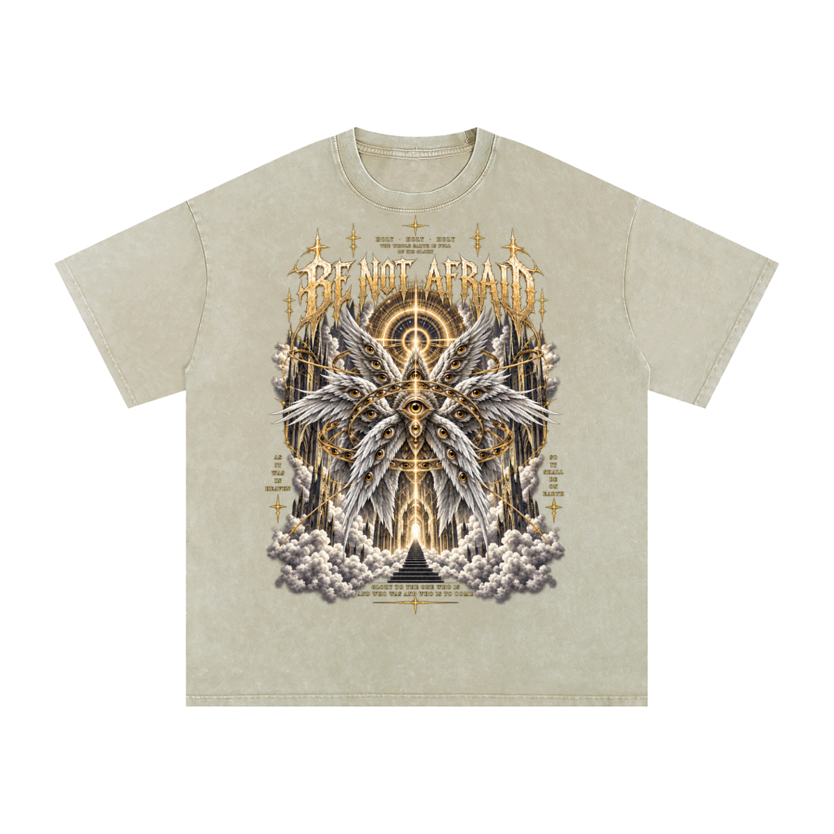 Be Not Afraid Snow Washed Oversized Cotton Angel T-Shirt