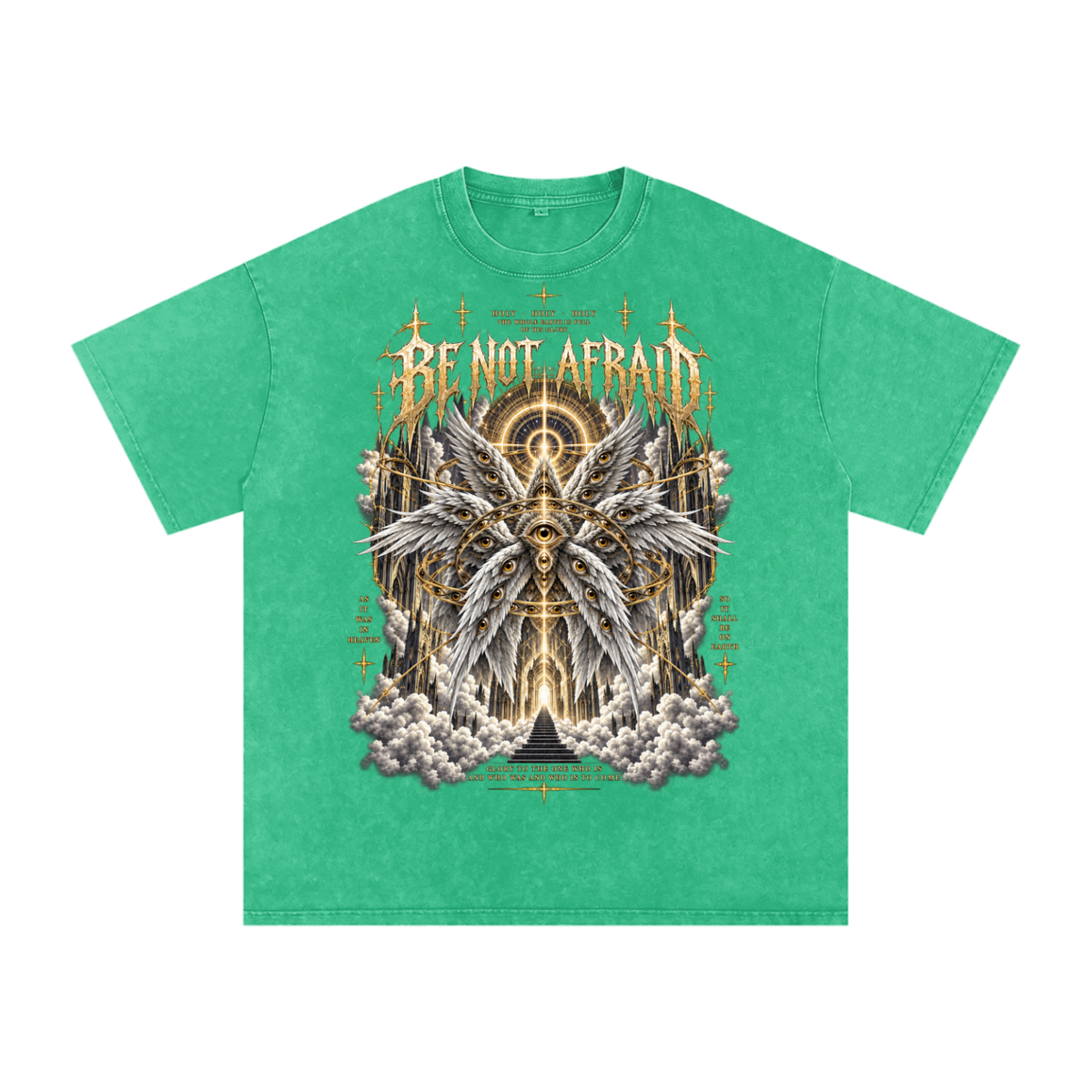 Be Not Afraid Snow Washed Oversized Cotton Angel T-Shirt