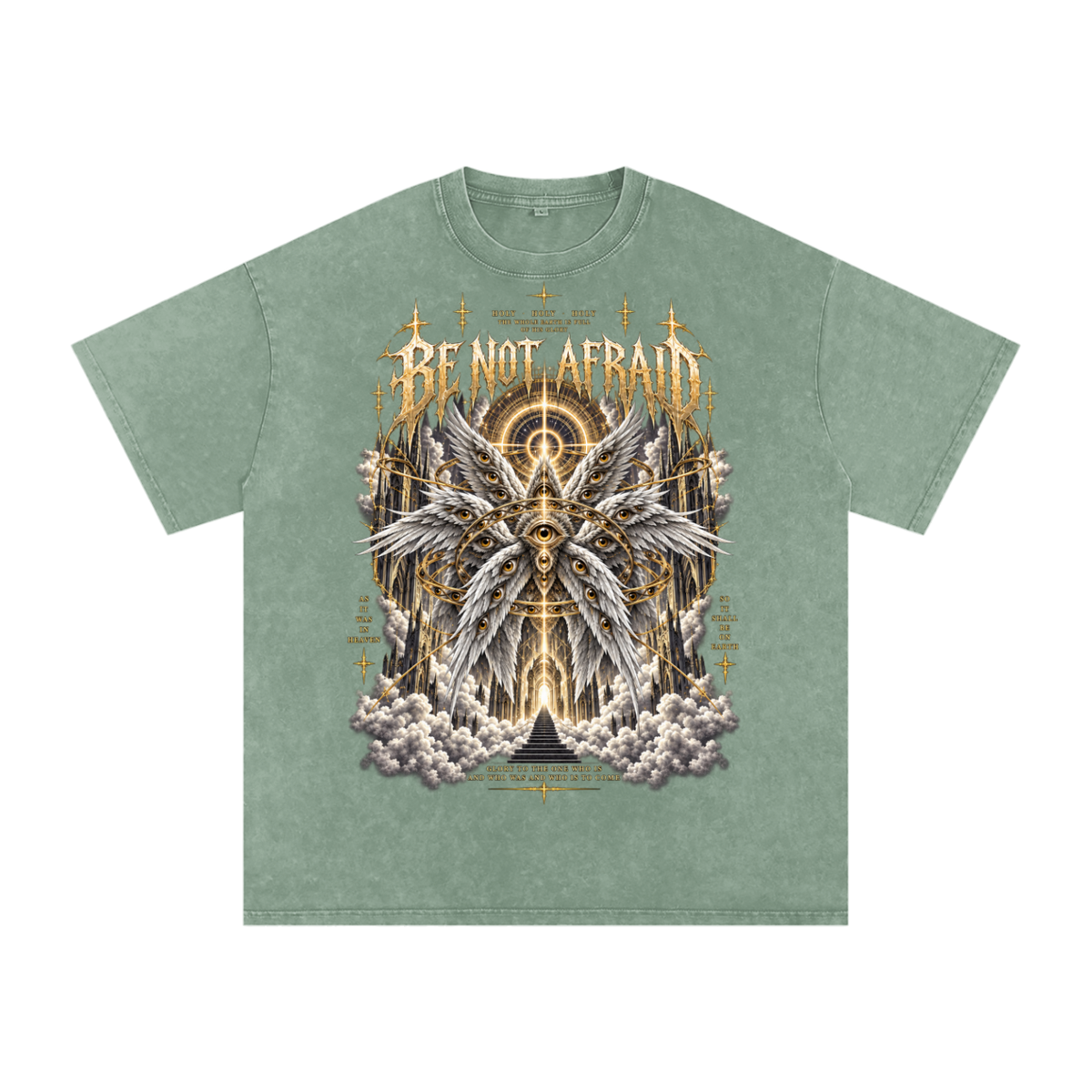 Be Not Afraid Snow Washed Oversized Cotton Angel T-Shirt