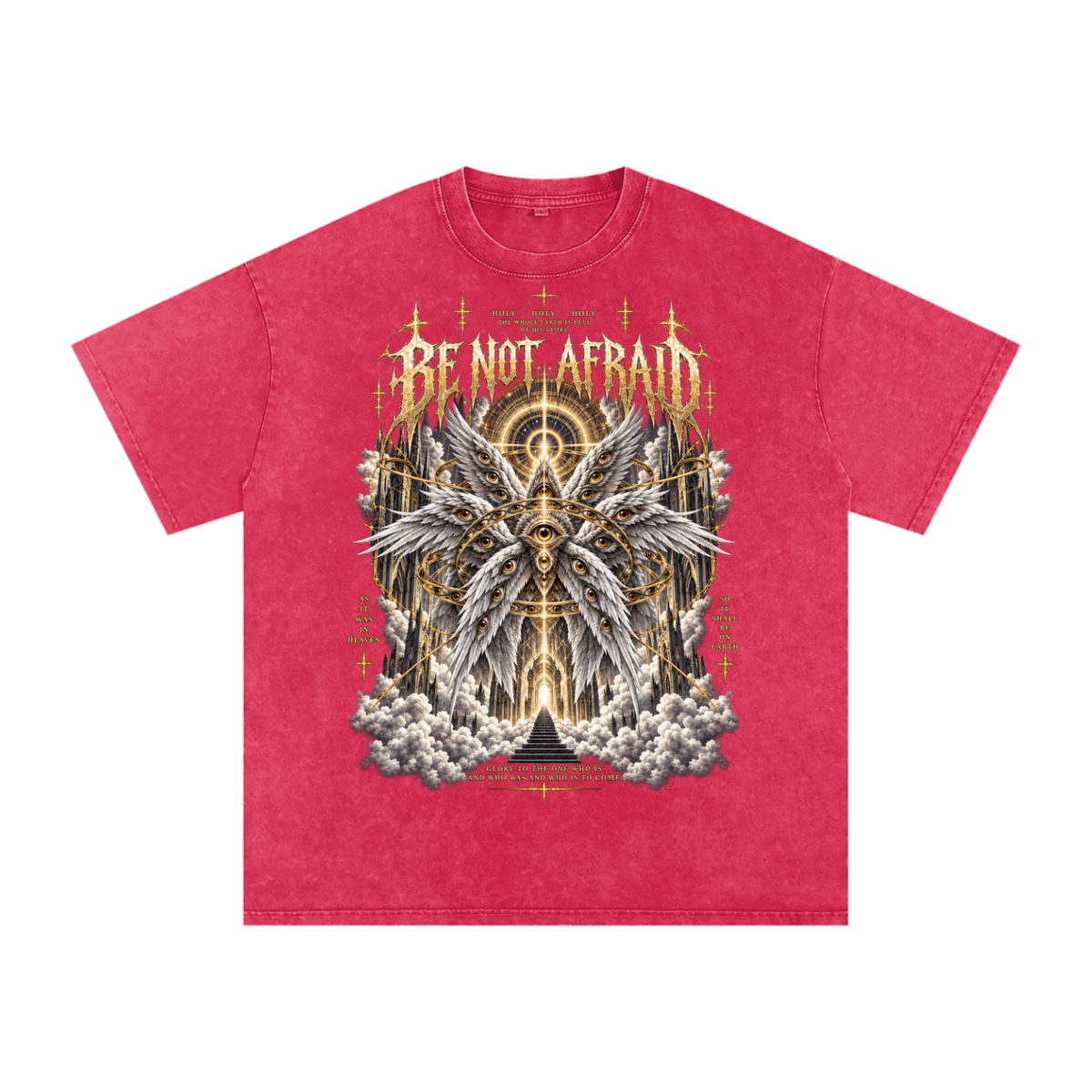 Be Not Afraid Snow Washed Oversized Cotton Angel T-Shirt