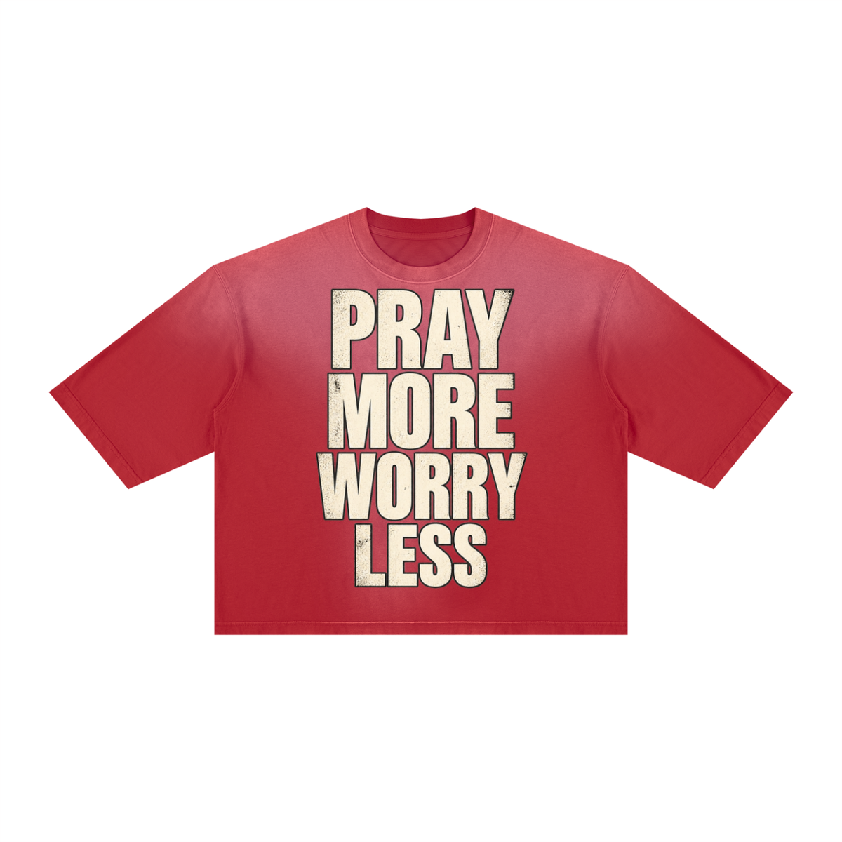 Pray More Worry Less Unisex Vintage Wash Sunfade Boxy T-Shirt