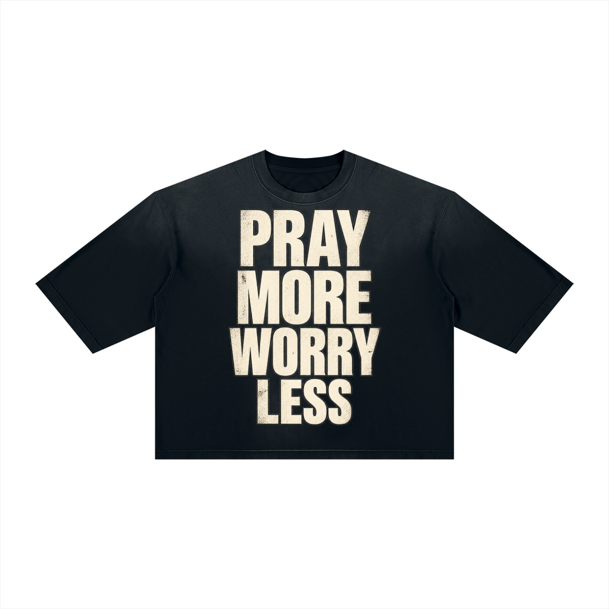 Pray More Worry Less Unisex Vintage Wash Sunfade Boxy T-Shirt
