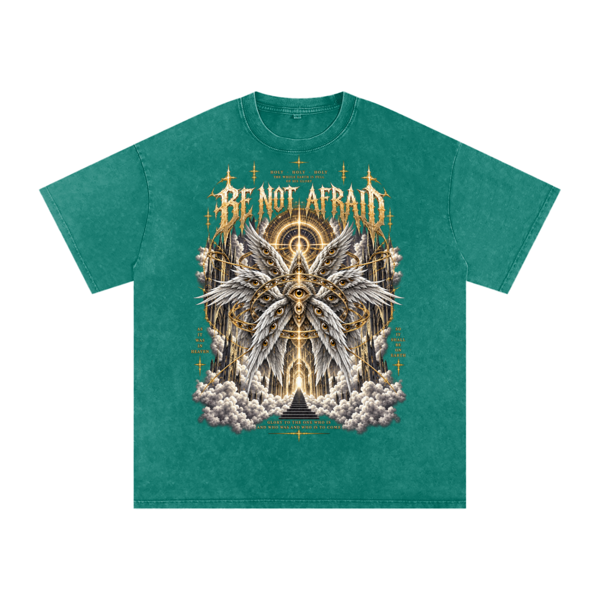 Be Not Afraid Snow Washed Oversized Cotton Angel T-Shirt