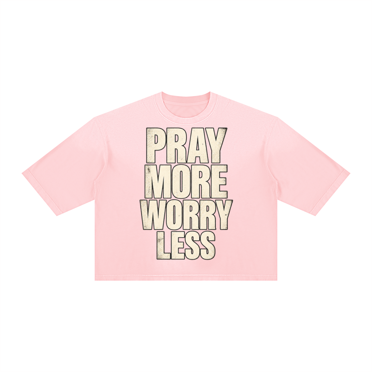 Pray More Worry Less Unisex Vintage Wash Sunfade Boxy T-Shirt